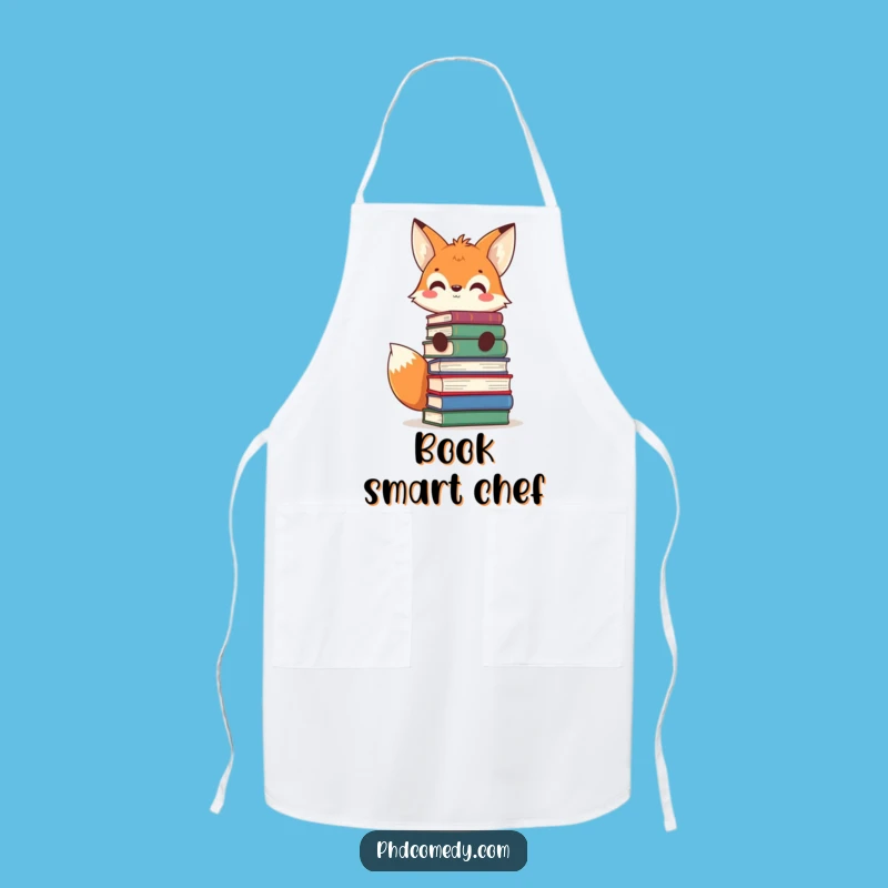 Funny Kawaii Fox Chef Apron: Cooking with Books Humor, Practical Funny Gift
