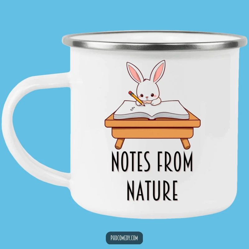 Adventure Funny Kawaii Rabbit Camping Mug: Writing Trails, Rugged Funny Gift