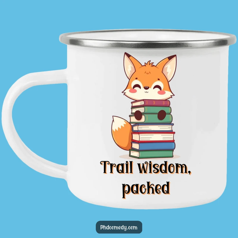 Adventure Funny Kawaii Fox Camping Mug: Bookish Trails, Rugged Funny Gift