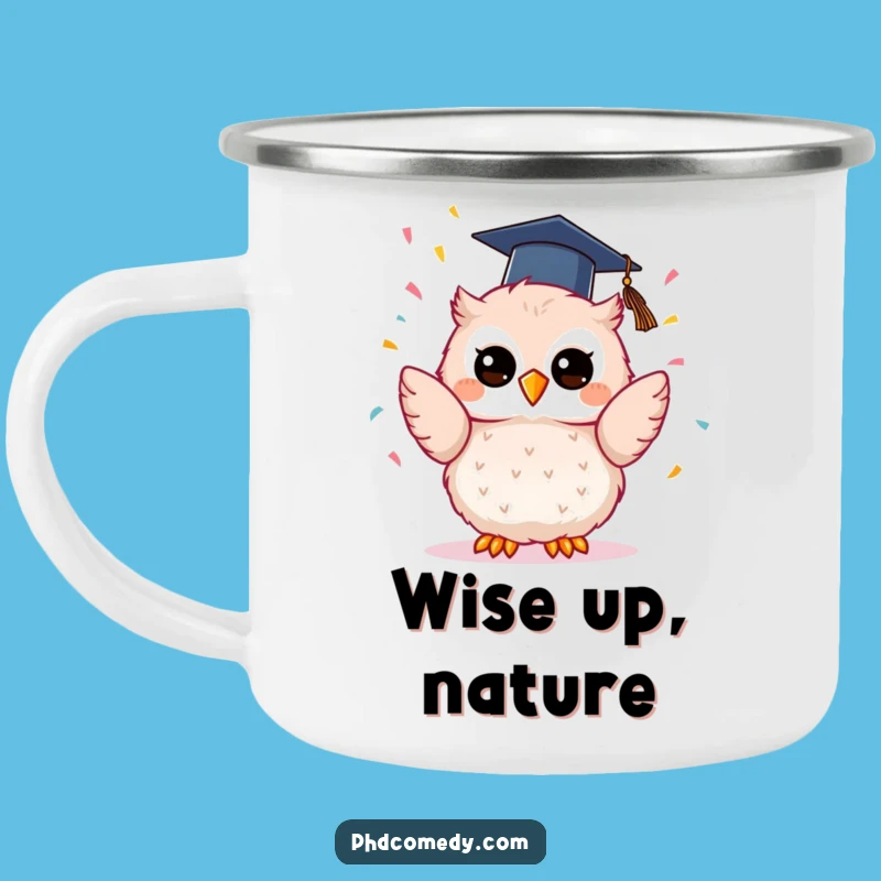 Adventure Funny Kawaii Owl Graduation Camping Mug: Confetti Trails, Rugged Funny Gift