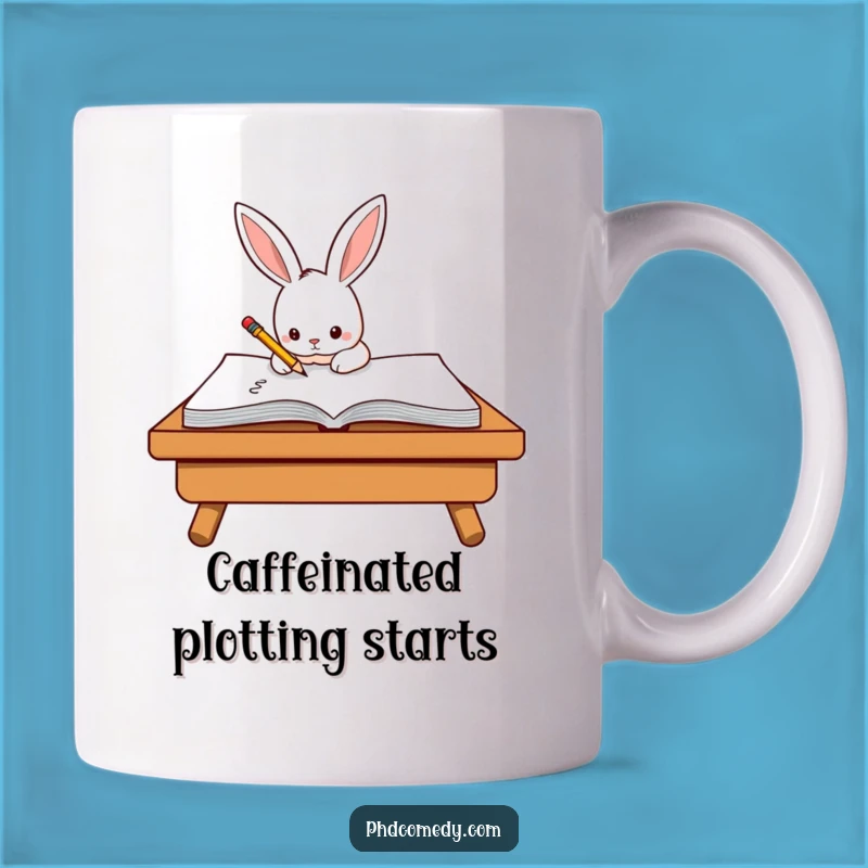 Funny Kawaii Rabbit Scribble Mug: Dedicated Writer Humor, Great Funny Gift