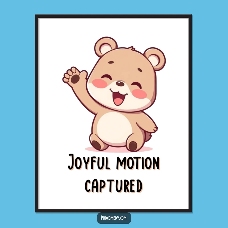 Funny Kawaii Bear Cub Digital Art: Wiggly Download, Instant Funny Gift