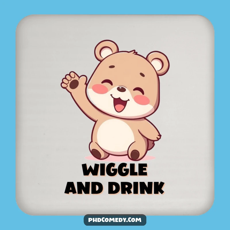 Funny Kawaii Bear Cub Coaster: Wiggly Protection Humor, Chic Funny Gift