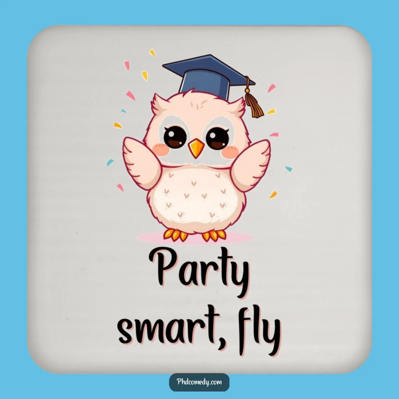 Funny Kawaii Owl Graduation Coaster: Confetti Protection, Chic Funny Gift
