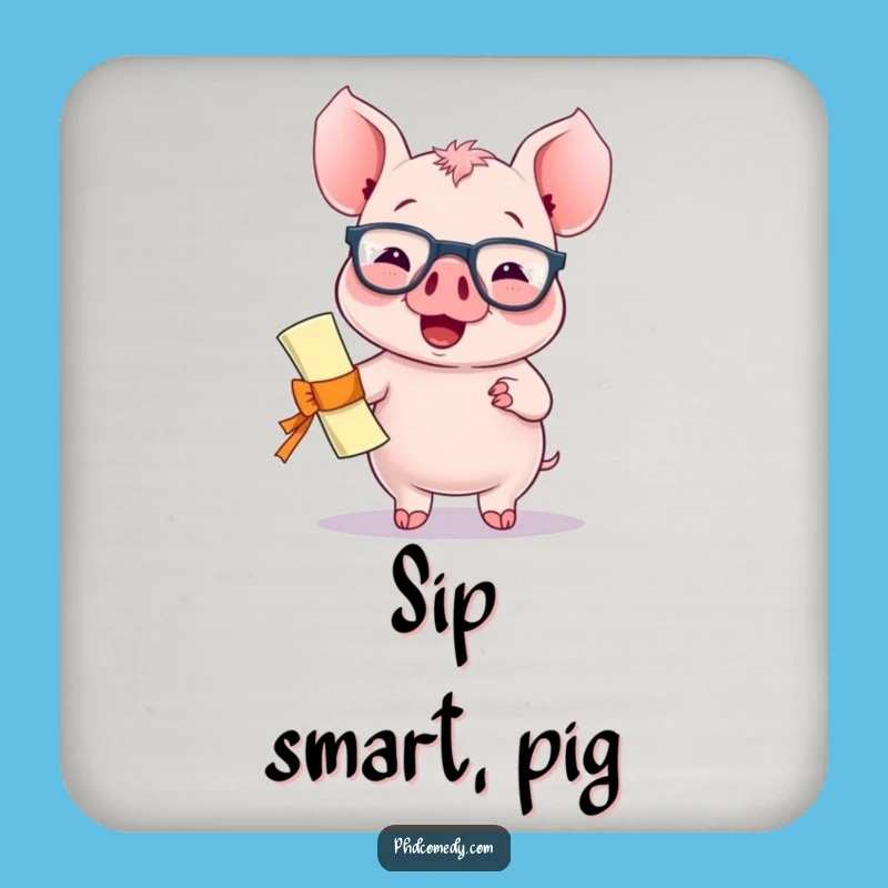 Funny Kawaii Piglet Coaster: Diploma Protection Humor, Chic Funny Gift