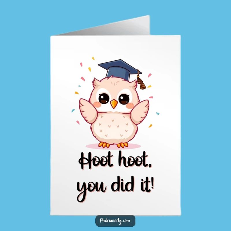 Free Printable Congrats Card: Kawaii Owl Graduation Celebration, Funny Downloadable Gift