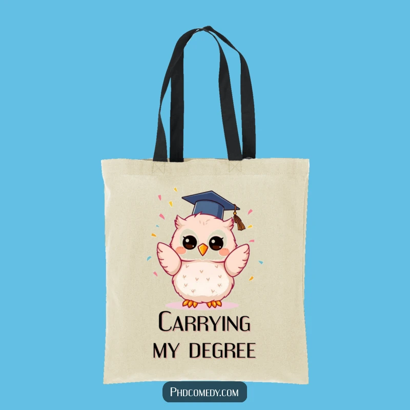 Funny Kawaii Owl Graduation Tote Bag: Confetti Toss Style, Practical Funny Gift