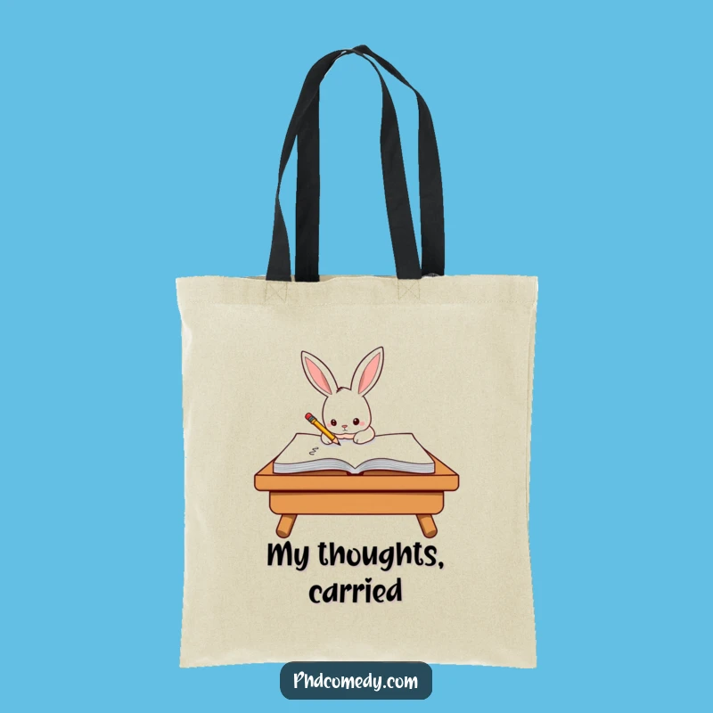 Funny Kawaii Rabbit Writer Tote Bag: Carrying Ideas Humor, Practical Funny Gift